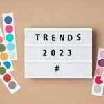 Lightbox with text trends 2023 and color palettes