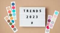 Lightbox with text trends 2023 and color palettes