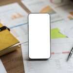 Mobile phone with empty screen. Marketing time banner template. Clipping path