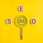 SEO text on wooden cube, Search engine optimization ranking, SEO