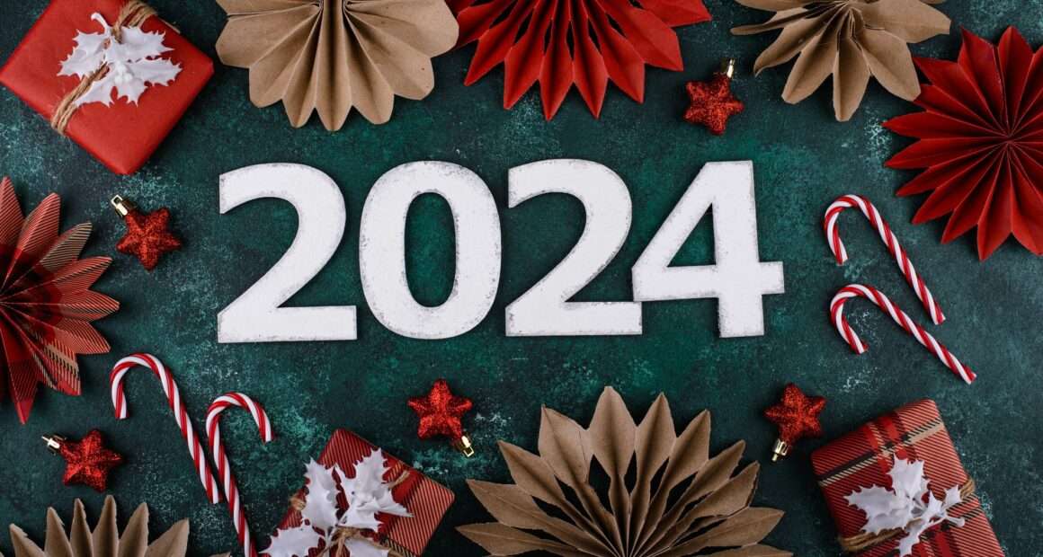 New Year composition with 2024 number