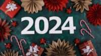 New Year composition with 2024 number