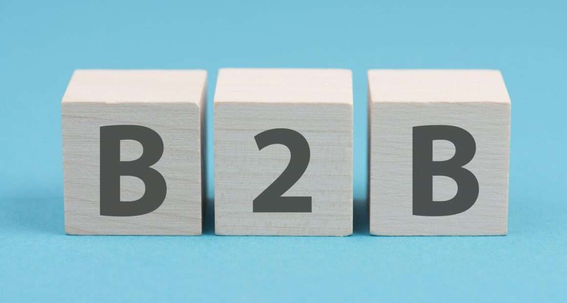 The word B2B is standing on wooden cubes