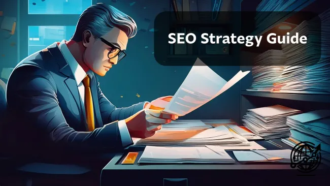 An abstract representation of search engine optimization strategy with digital icons.